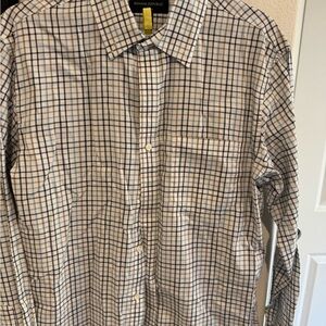Banana Republic Men’s White and Navy Checked Dress Shirt